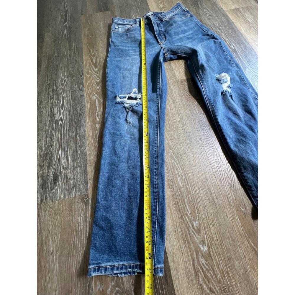 Dear John Jeans Womens 27 Blue Distressed Straight Leg High Rise Denim Pants - Picture 6 of 8